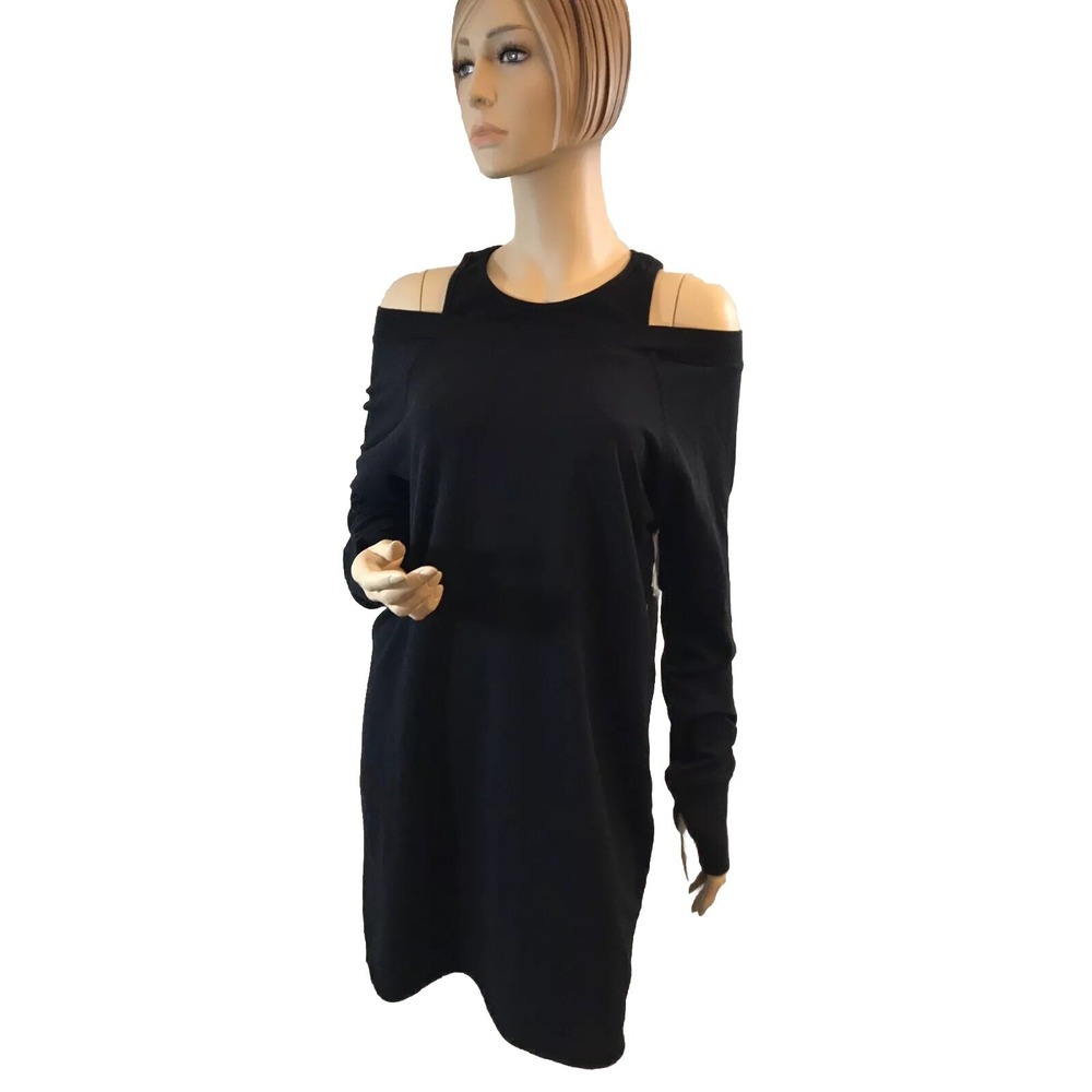 SUPER COMFY  COTTON MIX  SHOULDER CUT‎ OUT  DRESS BY SUNDAY SZ 1 BLACK $124